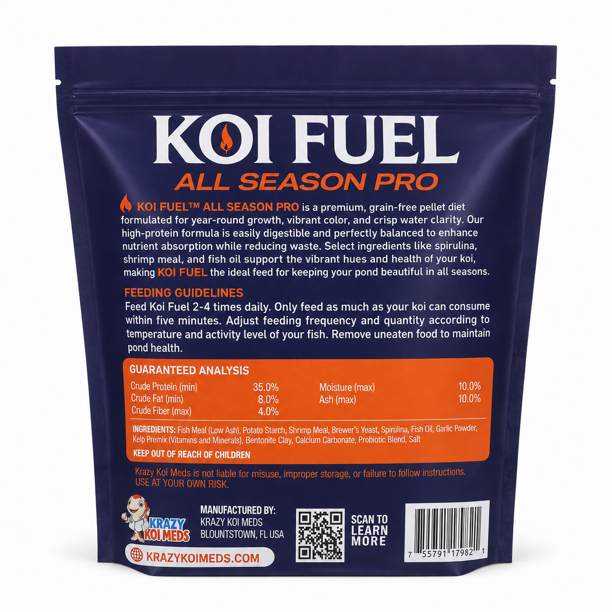 Koi Fuel All Season Pro – 4 lb Premium Koi Food 5mm